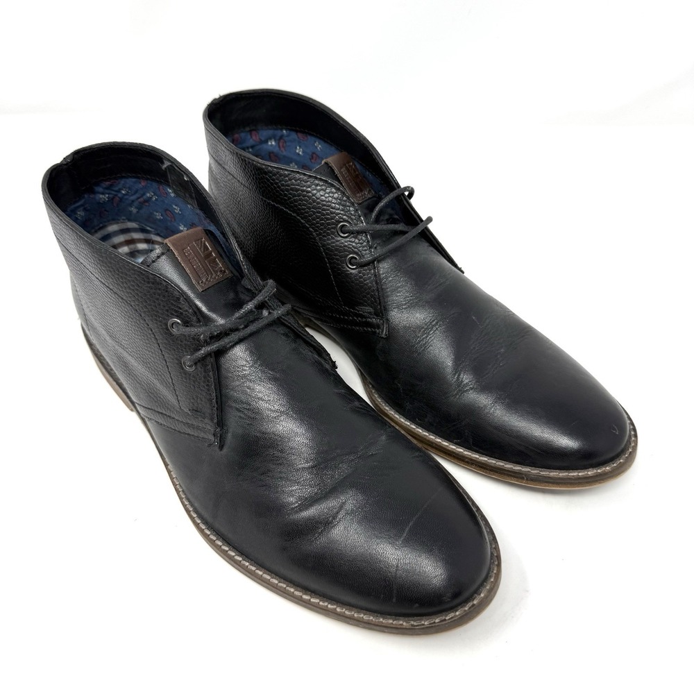 Ben Sherman  Black‎ Pebbled Leather Chukka Boots  Mens Size 7